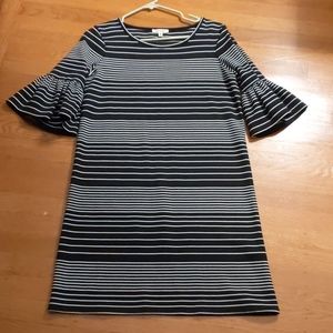Max Studio Ruffle Sleeve Striped Dress
